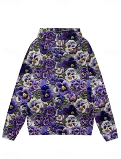 Women's Hoodie Pullover Sweatshirt Oversized Long Sleeve Casual Graphic Floral Warm Active Hooded Regular Tops Street Dailywear Print White Pink Purple Green Khaki Spring Fall Winter Women Women's Tops|Hoodies & Sweatshirts