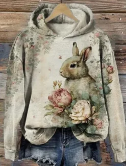 Women's Hoodie Pullover Sweatshirt Oversized Long Sleeve Casual Graphic Floral Warm Active Hooded Regular Tops Street Dailywear Print White Pink Purple Green Khaki Spring Fall Winter Women Women's Tops|Hoodies & Sweatshirts