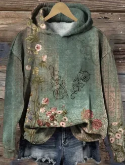 Women's Hoodie Pullover Sweatshirt Oversized Long Sleeve Casual Graphic Floral Warm Active Hooded Regular Tops Street Dailywear Print White Pink Purple Green Khaki Spring Fall Winter Women Women's Tops|Hoodies & Sweatshirts