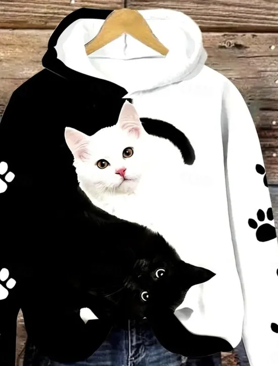 Online Women's Hoodie Pullover Sweatshirt Oversized Long Sleeve Casual Graphic Floral Animal Warm Active Hooded Regular Tops Street Dailywear Print Spring Fall Winter Women Women's Tops