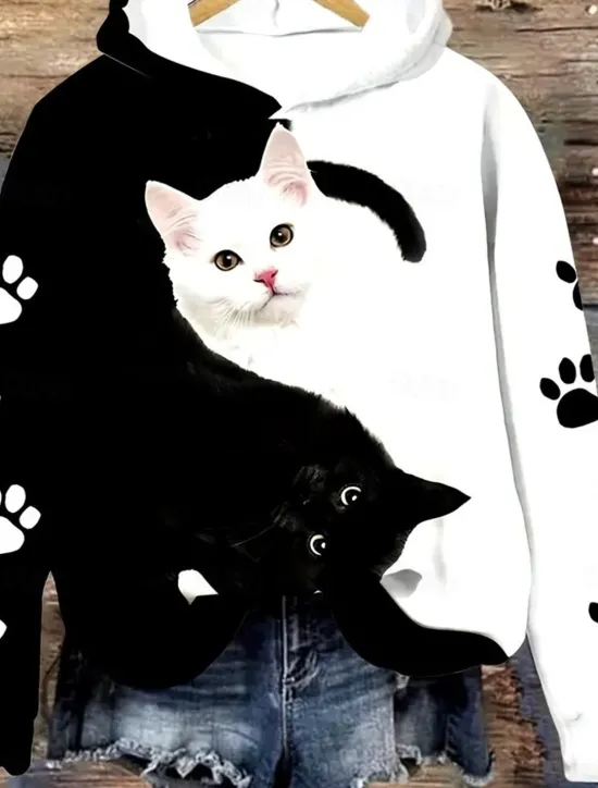 Online Women's Hoodie Pullover Sweatshirt Oversized Long Sleeve Casual Graphic Floral Animal Warm Active Hooded Regular Tops Street Dailywear Print Spring Fall Winter Women Women's Tops