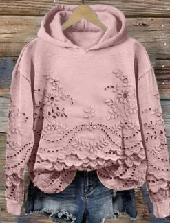 Clearance Women's Hoodie Pullover Sweatshirt Oversized Long Sleeve Casual Graphic Floral Warm Fashion Hooded Regular Tops Street Dailywear Print White Pink Blue Purple Green Fall Winter Women Hoodies & Sweatshirts