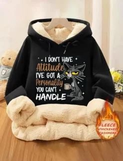 Sale Women's Hoodie Sweatshirt Pullover Fleece Lined Warm Pajamas Animal Letter Street Dailywear Pocket Print Casual Comfrt Long Sleeve Micro-elastic Fall Winter Fall & Winter Comfrt Breathable Soft Fabric Women Hoodies & Sweatshirts