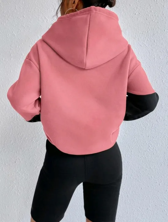 Women's Hoodie Sweatshirt Casual Color Block Street Dailywear Hoodie Patchwork Pocket Long Sleeve Pink Blue Brown Green Fall Winter Women Hoodies & Sweatshirts
