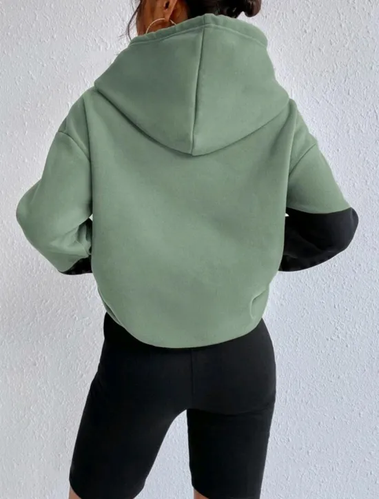 Women's Hoodie Sweatshirt Casual Color Block Street Dailywear Hoodie Patchwork Pocket Long Sleeve Pink Blue Brown Green Fall Winter Women Hoodies & Sweatshirts