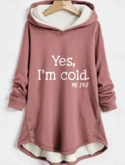 Sale Women's Hoodie Sweatshirt Pullover Fleece Lined Warm Pajamas Sherpa Letter Casual Sports Button Print Warm Fuzzy Comfrt Hoodie Long Sleeve Top Micro-elastic Fall Winter Comfrt Breathable Soft Fabric Women Hoodies & Sweatshirts