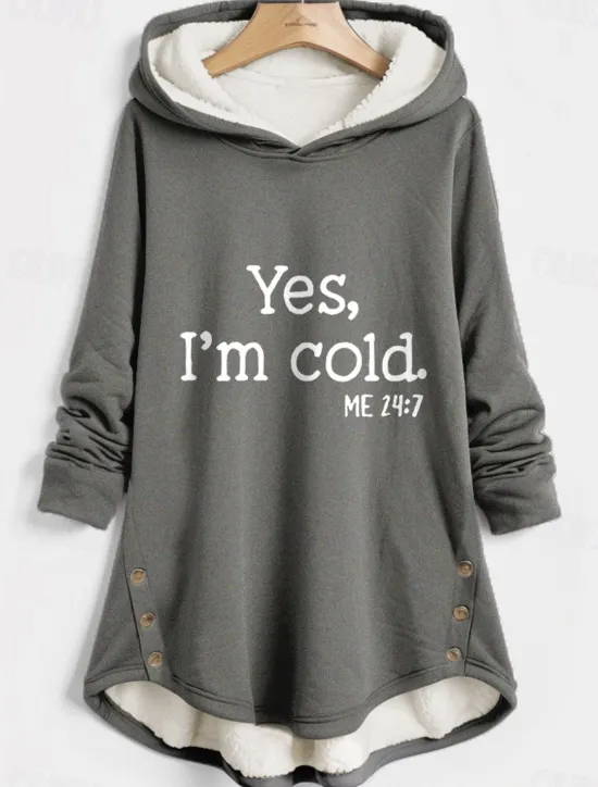 Sale Women's Hoodie Sweatshirt Pullover Fleece Lined Warm Pajamas Sherpa Letter Casual Sports Button Print Warm Fuzzy Comfrt Hoodie Long Sleeve Top Micro-elastic Fall Winter Comfrt Breathable Soft Fabric Women Hoodies & Sweatshirts