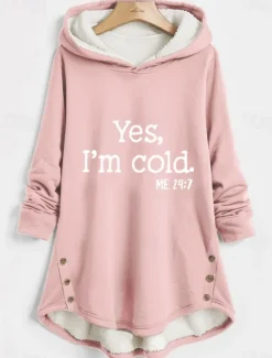 Sale Women's Hoodie Sweatshirt Pullover Fleece Lined Warm Pajamas Sherpa Letter Casual Sports Button Print Warm Fuzzy Comfrt Hoodie Long Sleeve Top Micro-elastic Fall Winter Comfrt Breathable Soft Fabric Women Hoodies & Sweatshirts