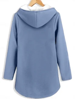 Hot Women's Hoodie Sweatshirt Pullover Fleece Lined Warm Pajamas Letter Street Dailywear Button Print Casual Long Sleeve Micro-elastic Fall Winter Comfrt Breathable Soft Fabric Women Hoodies & Sweatshirts