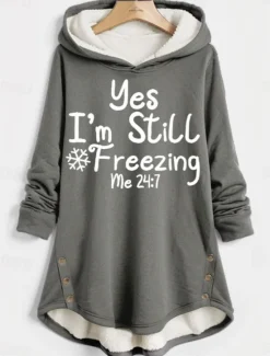 Hot Women's Hoodie Sweatshirt Pullover Fleece Lined Warm Pajamas Letter Street Dailywear Button Print Casual Long Sleeve Micro-elastic Fall Winter Comfrt Breathable Soft Fabric Women Hoodies & Sweatshirts