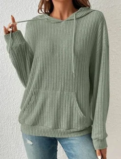Outlet Women's Hoodie Sweatshirt Plain Crew Neck Long Sleeve Black Green Beige Gray Fall Winter Women Hoodies & Sweatshirts