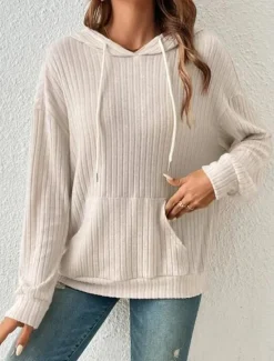 Outlet Women's Hoodie Sweatshirt Plain Crew Neck Long Sleeve Black Green Beige Gray Fall Winter Women Hoodies & Sweatshirts