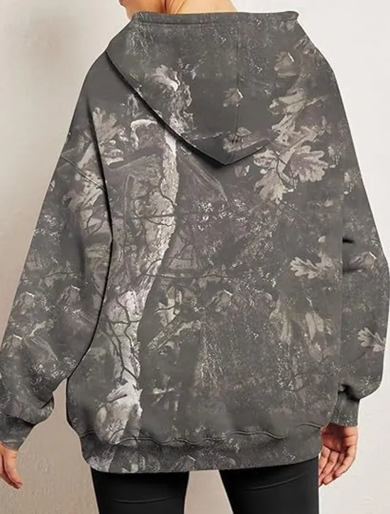 Women's Hoodie Sweatshirt Pullover Active Sportswear Graphic Casual Sports Hooded Print Front Pocket Long Sleeve Yellow Orange Brown Khaki Dark Gray Fall & Winter Women Hoodies & Sweatshirts