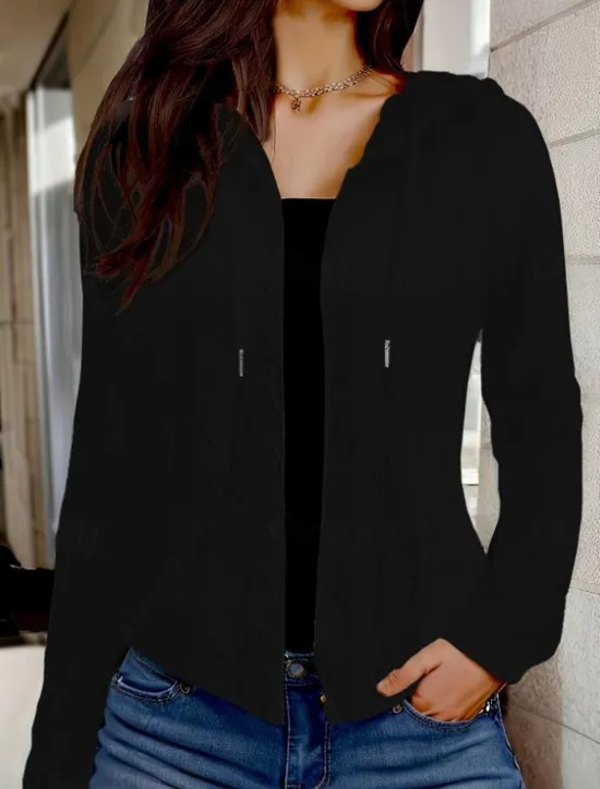 Best Women's Hoodie Sweatshirt Elegant Fashion Plain Work Dailywear Casual Hooded Long Sleeve Black White Fall Winter Women Hoodies & Sweatshirts