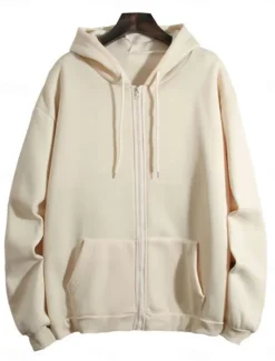 Hot Women's Hoodie Sweatshirt Casual Street Dailywear Hoodie Zip Up Front Pocket Long Sleeve Pink Purple Beige Fall Winter Women Jackets
