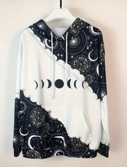Discount Women's Hoodie Sweatshirt Graphic Street Dailywear Pocket Print Casual Hoodie Long Sleeve Micro-elastic Fall Winter Comfrt Breathable Soft Fabric Women Hoodies & Sweatshirts