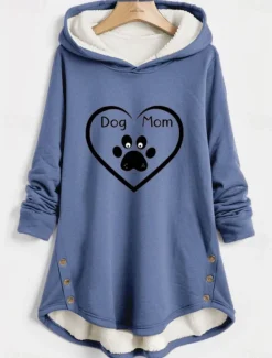 Hot Women's Hoodie Sweatshirt Pullover fleece lined warm pajamasGraphic Casual Sports Print Warm Sportswear Comfrt Loose Fit Hoodie Long Sleeve Top Micro-elastic Fall Winter Comfrt Breathable Soft Fabric Women Hoodies & Sweatshirts