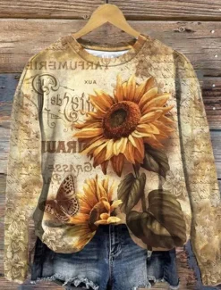 Outlet Women's Hoodies Floral Casual Long Sleeve Hoodie Regular Tops Print Fall Winter Women Hoodies & Sweatshirts