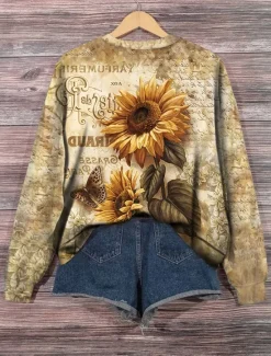 Outlet Women's Hoodies Floral Casual Long Sleeve Hoodie Regular Tops Print Fall Winter Women Hoodies & Sweatshirts