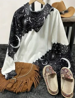 Online Women's Hoodies Floral Graphic Vintage Retro Casual Long Sleeve Hooded Regular Tops Street Casual Print Fall Winter Women Hoodies & Sweatshirts