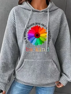 Women's Hoodies Floral Graphic Casual Long Sleeve Hooded Regular Tops Street Dailywear Casual Pocket Print Black White Pink Dark Blue Gray Fall Winter Women Hoodies & Sweatshirts