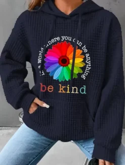 Women's Hoodies Floral Graphic Casual Long Sleeve Hooded Regular Tops Street Dailywear Casual Pocket Print Black White Pink Dark Blue Gray Fall Winter Women Hoodies & Sweatshirts
