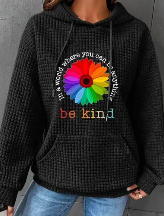 Women's Hoodies Floral Graphic Casual Long Sleeve Hooded Regular Tops Street Dailywear Casual Pocket Print Black White Pink Dark Blue Gray Fall Winter Women Hoodies & Sweatshirts