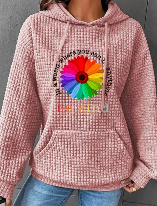 Women's Hoodies Floral Graphic Casual Long Sleeve Hooded Regular Tops Street Dailywear Casual Pocket Print Black White Pink Dark Blue Gray Fall Winter Women Hoodies & Sweatshirts