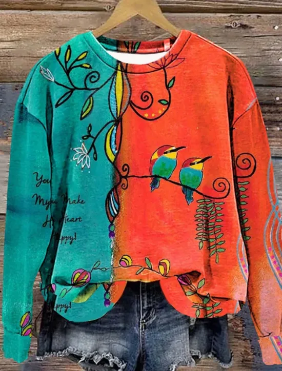 Best Women's Hoodies Geometric Color Block Casual Long Sleeve Round Neck Regular Tops Work Dailywear Casual Print Fall Winter Women Hoodies & Sweatshirts