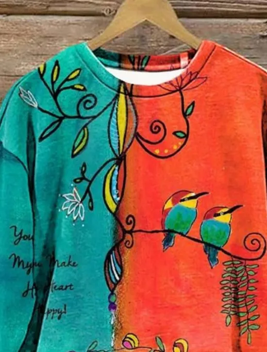 Best Women's Hoodies Geometric Color Block Casual Long Sleeve Round Neck Regular Tops Work Dailywear Casual Print Fall Winter Women Hoodies & Sweatshirts