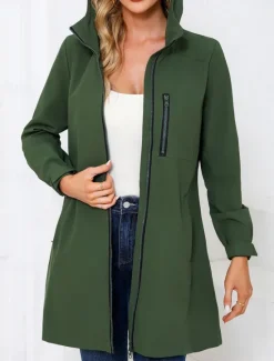 Sale Women's Jacket Casual Jacket Work Pocket Solid Color Windproof Fashion Loose Fit Outerwear Long Sleeve Fall Black S Women Jackets