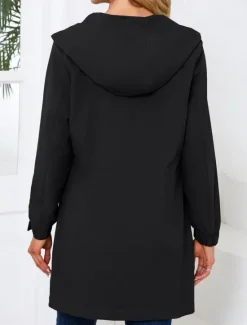Sale Women's Jacket Casual Jacket Work Pocket Solid Color Windproof Fashion Loose Fit Outerwear Long Sleeve Fall Black S Women Jackets