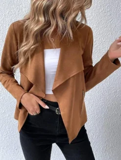 Clearance Women's Jacket Dailywear Solid Color Windproof Fashion Regular Fit Outerwear Long Sleeve Spring Black S Women Jackets