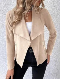 Clearance Women's Jacket Dailywear Solid Color Windproof Fashion Regular Fit Outerwear Long Sleeve Spring Black S Women Jackets