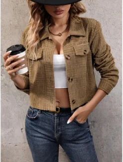 Discount Women's Jacket Party Button Solid Color Windproof Vintage Regular Fit Outerwear Long Sleeve Fall S Women Blazers & Suits