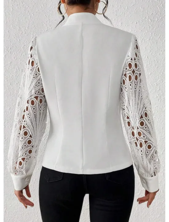 Online Women's Jacket Party Lace Solid Color Windproof Fashion Regular Fit Outerwear Long Sleeve Summer S Women Blazers & Suits