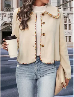 Women's Jacket Party Patchwork Solid Color Windproof Fashion Regular Fit Outerwear Long Sleeve Fall S Women Blazers & Suits