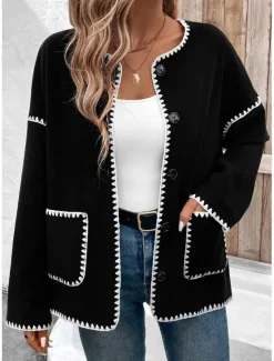 New Women's Jacket Party Pocket Solid Color Windproof Fashion Loose Fit Outerwear Long Sleeve Fall S Women Blazers & Suits