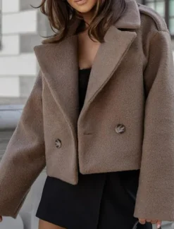 Hot Women's Jacket Vacation Button Solid Color Windproof Fashion Regular Fit Outerwear Long Sleeve Fall Black S Women Jackets