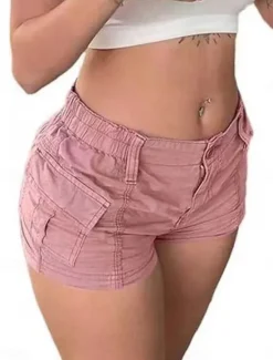 Clearance Women's Jeans Cargo Shorts Chinos Fashion Streetwear Short High Waist Plain Pocket Comfy Soft Comfortable Micro-elastic Outdoor Vacation Street Black Pink Green Gray Summer Slim Fit Women Jeans|Shorts