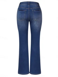 New Women's Jeans Jeggings Fashion Streetwear Full Length High Waist Plain Pocket Comfy Soft Comfortable Micro-elastic Outdoor Street Navy Blue Light Blue Spring & Fall Regular Fit Women Pants