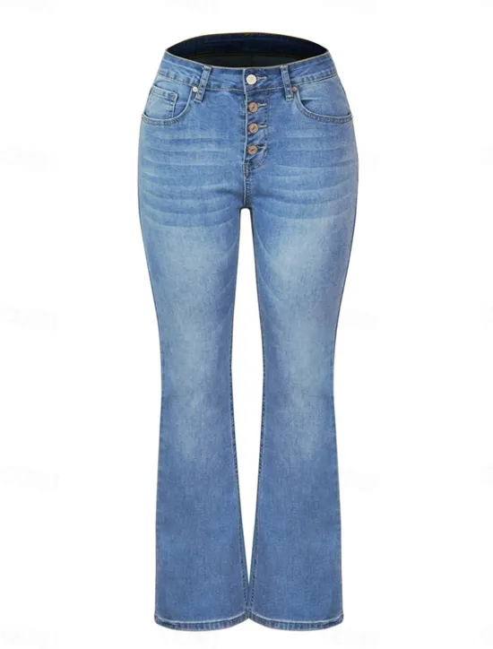 New Women's Jeans Jeggings Fashion Streetwear Full Length High Waist Plain Pocket Comfy Soft Comfortable Micro-elastic Outdoor Street Navy Blue Light Blue Spring & Fall Regular Fit Women Pants