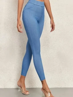 Discount Women's Jeggings Vacation Vintage Ethnic Style Full Length High Waist High Cut Comfort Breathable Quick Dry Stretchy Outdoor Yoga Street Black Blue Dark Blue Summer Slim Fit Women Leggings