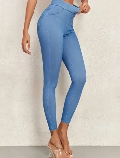 Discount Women's Jeggings Vacation Vintage Ethnic Style Full Length High Waist High Cut Comfort Breathable Quick Dry Stretchy Outdoor Yoga Street Black Blue Dark Blue Summer Slim Fit Women Leggings