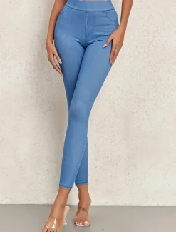 Discount Women's Jeggings Vacation Vintage Ethnic Style Full Length High Waist High Cut Comfort Breathable Quick Dry Stretchy Outdoor Yoga Street Black Blue Dark Blue Summer Slim Fit Women Leggings