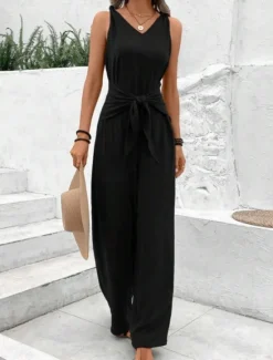 Outlet Women's Jumpsuit Active Floral Sleeveless Wide Leg V Neck Vacation Street Regular Fit Black Pink Blue Summer Women Graphic Jumpsuit