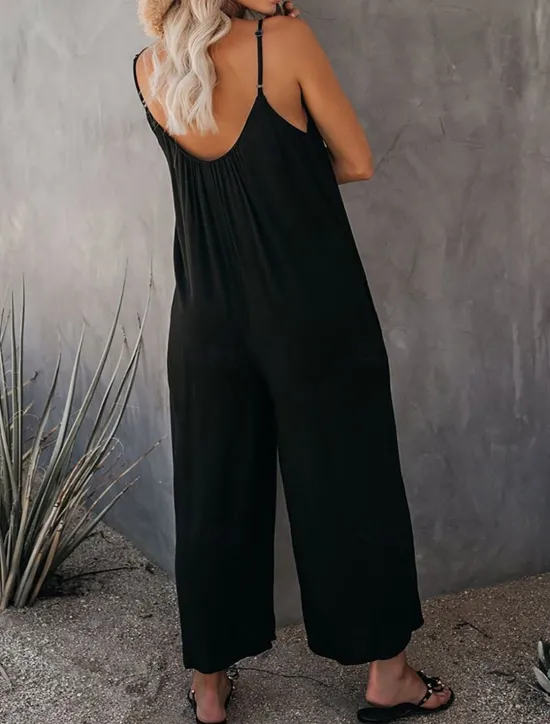 Clearance Women's Jumpsuit Active Solid Color Sleeveless U Neck Vacation Daily Loose Fit Black Army Green Red Summer Women Jumpsuits|Graphic Jumpsuit