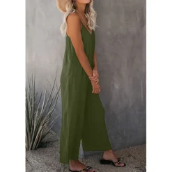Women's Jumpsuits Casual Summer Basic Daily Wide Leg Navy Blue Overall Solid Color Women Jumpsuits