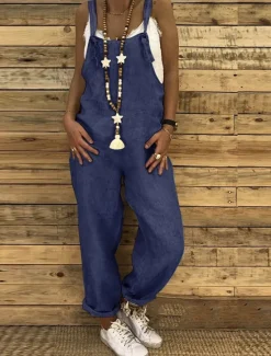 Hot Women's Jumpsuits Dungarees Casual Fall Maillard Bib Utility Overall Pocket Solid Color Daily Going out Straight Regular Fit Sleeveless Black Blue Wine S M L Spring Summer Women Overalls|Sets