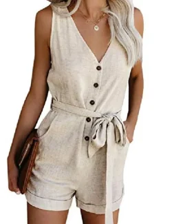 Online Women's Jumpsuits Patch Pocket Casual Summer Romper Solid Color Basic Holiday Daily Wear Regular Fit Sleeveless Wine Blue White S M L Spring Women Rompers